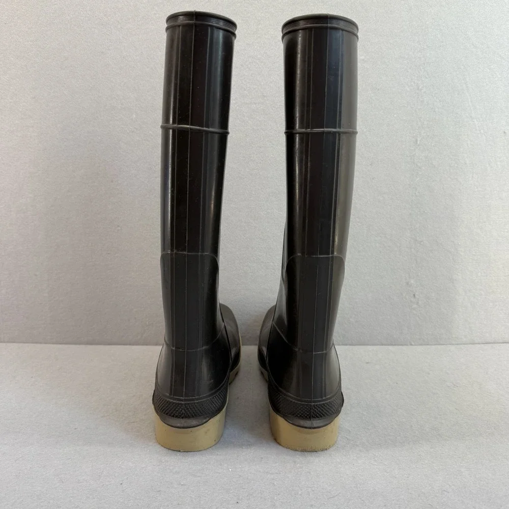 Vintage LaCrosse Rubber Boots Made in USA Black‎ Tan Sole Rain Barn Work Mens 8
